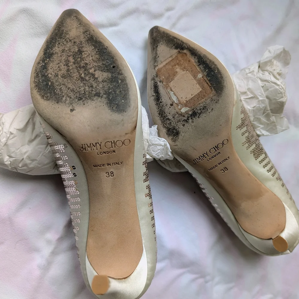 Jimmy Choo Sparkling Gold Sequin Heels - Picture 4 of 6